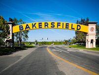 Welcome to Bakersfield Sign over a Road